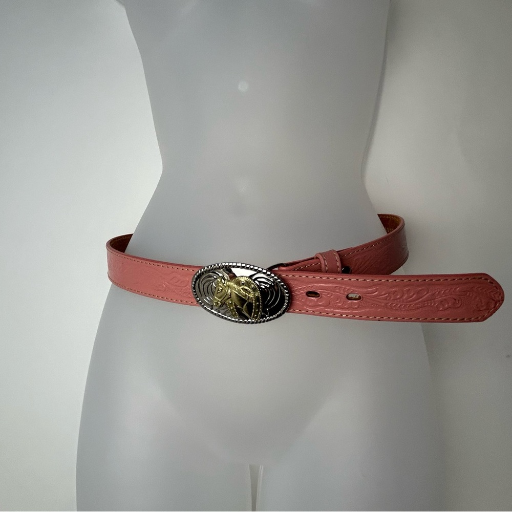 Nocona Belt Co. Pink Barbiecore Leather Horse Western Belt Small